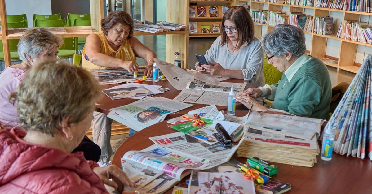 Older adults taking part in a class together