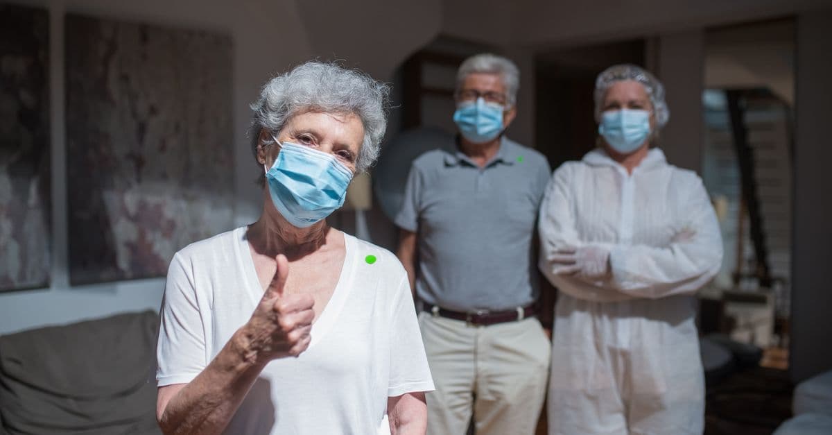 A family visiting an aged care home